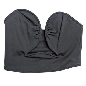 Micas‎ XS Black Sculpted Deep Low Cut Strapless Tube Top Goth Club Rave